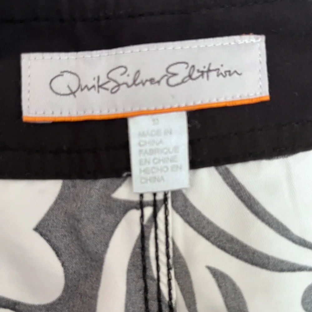 Quiksilver Black & White Floral Board Shorts with Red Trim